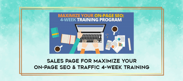 Sales Page for Maximize Your On-Page SEO & Traffic 4-Week Training digital courses