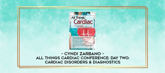 All Things Cardiac Conference: Day Two: Cardiac Disorders & Diagnostics - Cyndi Zarbano digital courses