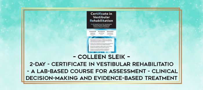 Colleen Sleik - 2-Day - Certificate in Vestibular Rehabilitation - A Lab-Based Course for Assessment - Clinical Decision-Making and Evidence-Based Treatment digital courses