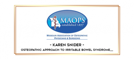 Karen Snider - Osteopathic Approach to Irritable Bowel Syndrome from https://imylab.info