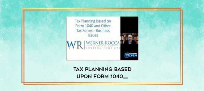 Tax Planning Based Upon Form 1040 from https://imylab.info